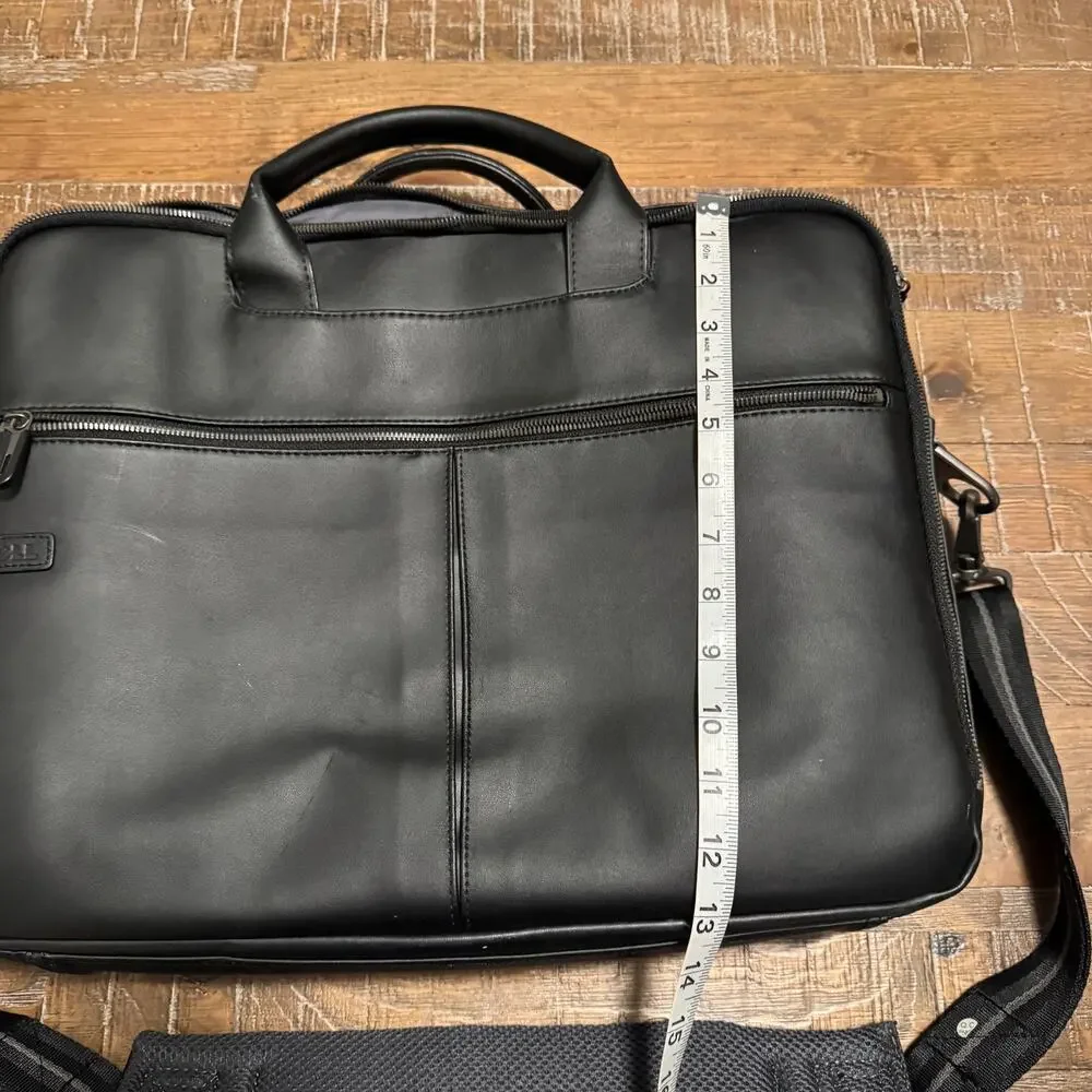 Dell Executive Black Leather Laptop Briefcase Bag 17x13 Multi-Compartment Padded